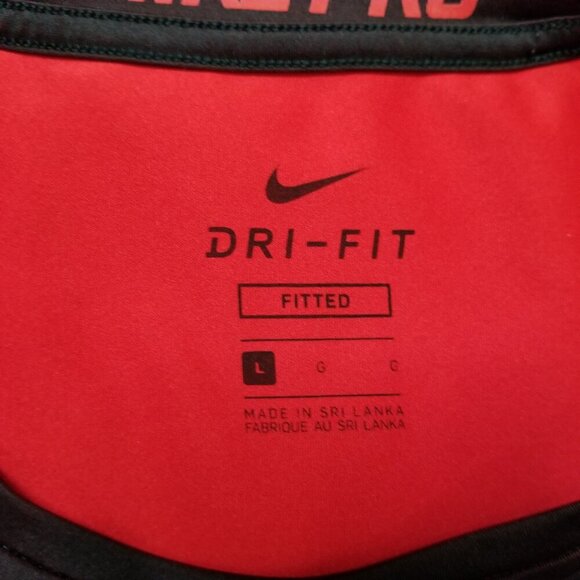 Nike Pro Dri-Fit Black and Red Short Sleeve Shirt Size Large - Picture 5 of 7